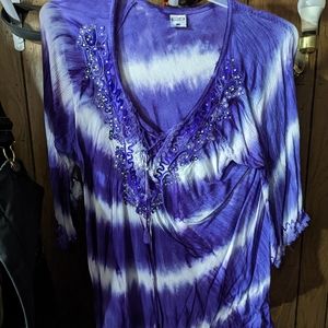 Ladies Purple & White Blouse